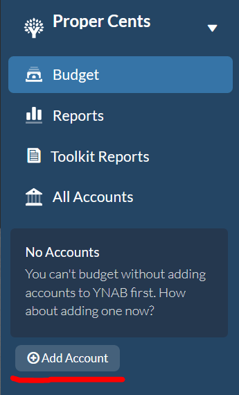 YNAB - Add Account